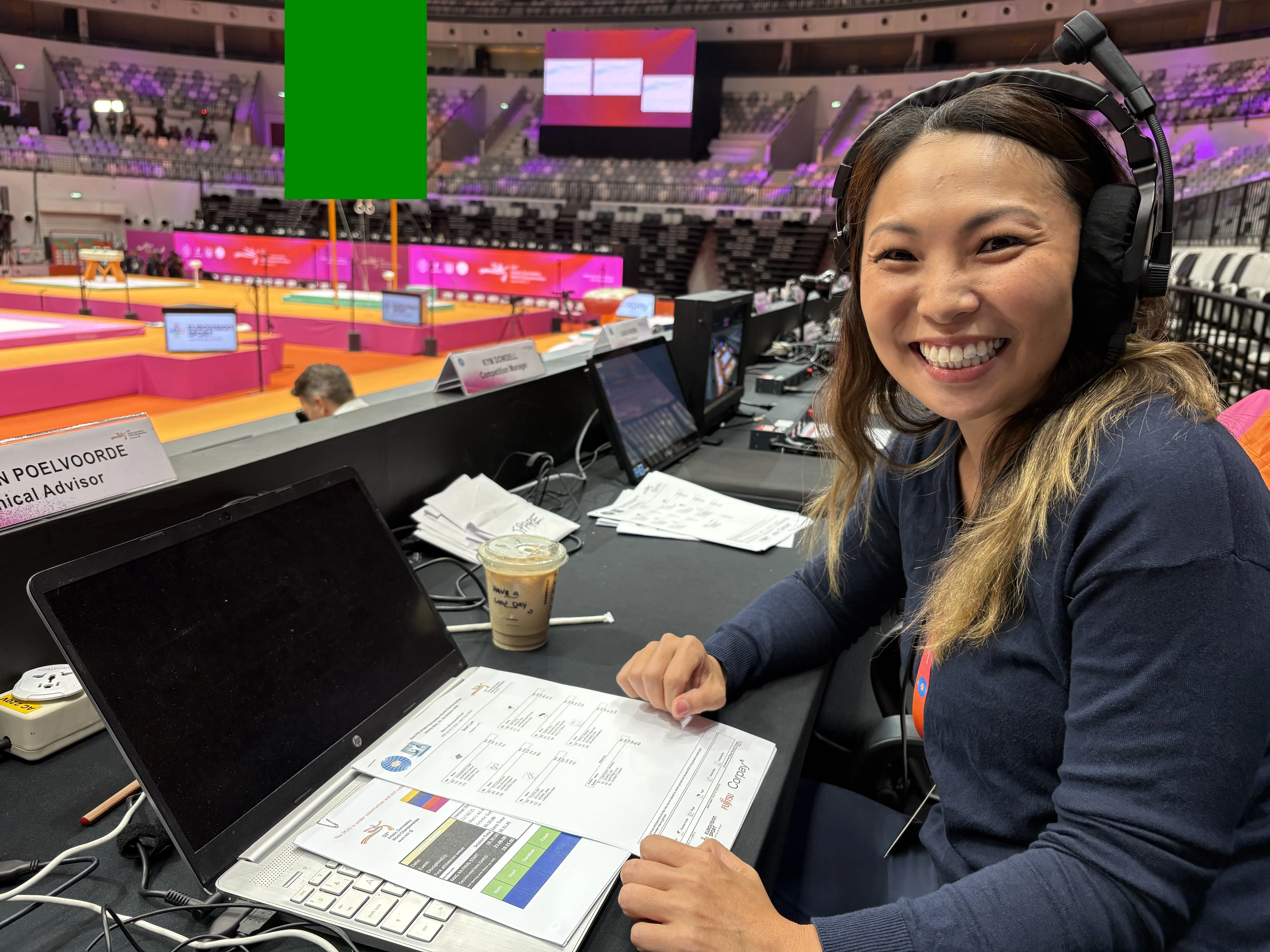 Joy Koh judging at the 2025 World Gymnastics Championships